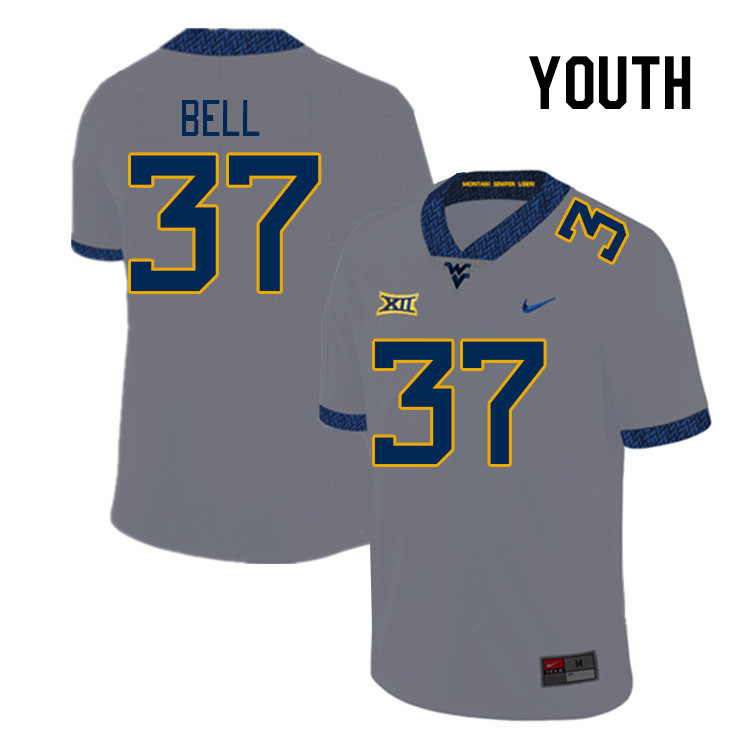 Youth #37 Jayden Bell West Virginia Mountaineers College Football Jerseys Stitched Sale-Gray
